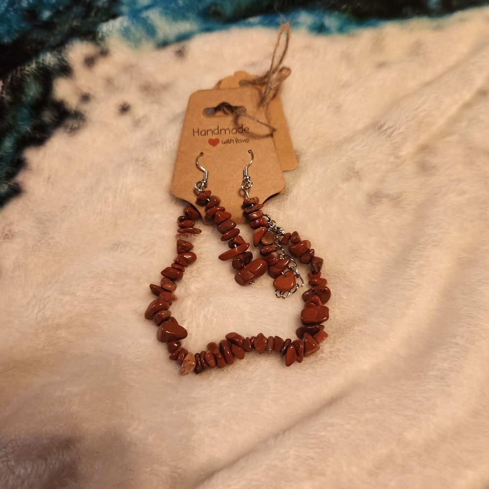 Handmade Natural Red Stone Jewelry Set
